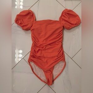 Pink Dessert Coral Puff Sleeve Swimsuit